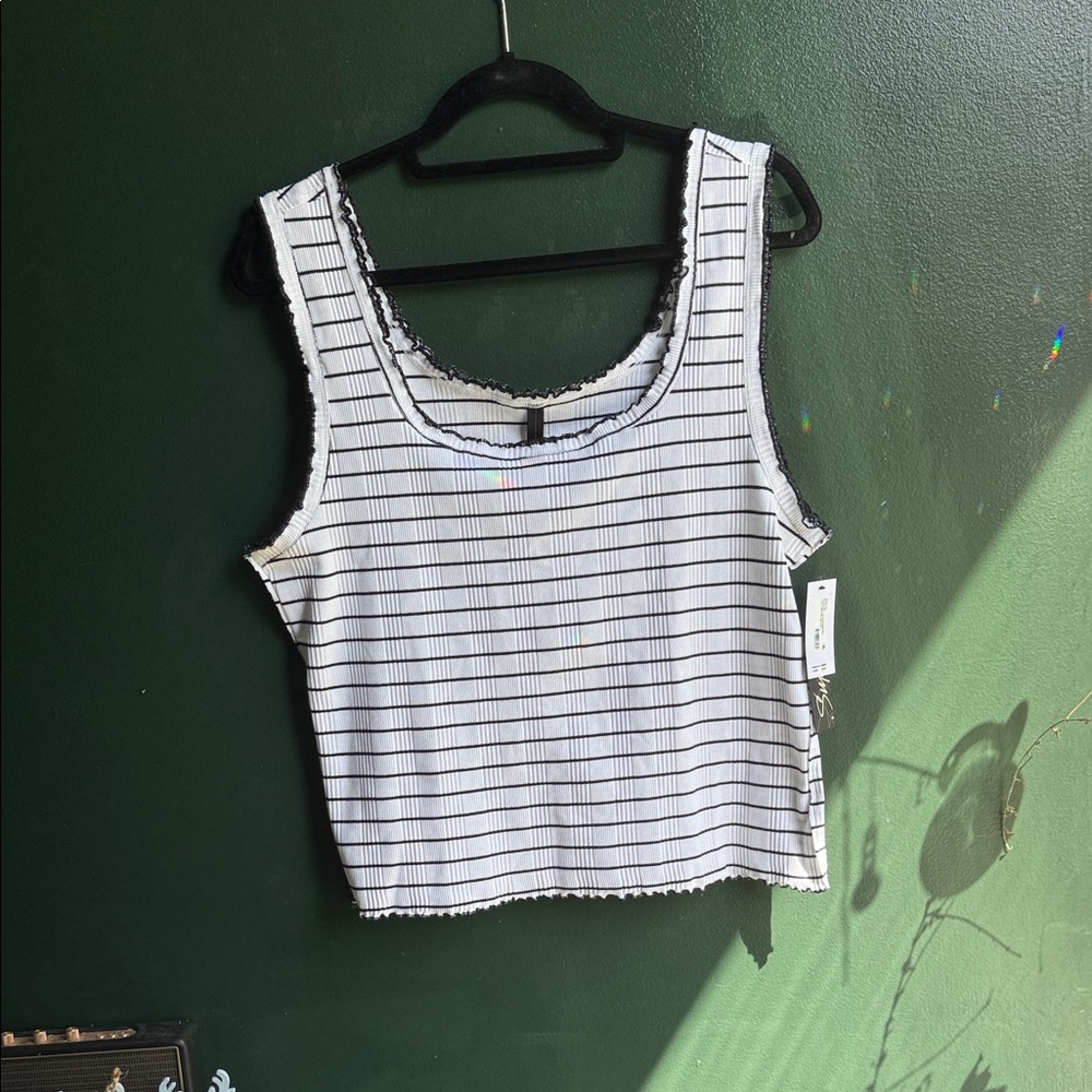 UNIONBAY Black and White Striped Tank Top